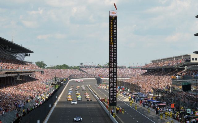 100th running of the Indianapolis 500 pace lap.  [Russ Lake Photo]