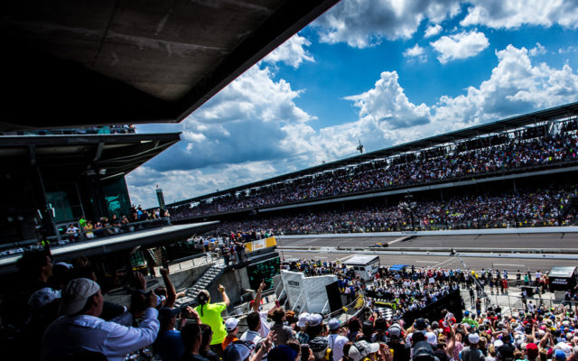 during the Indianapolis 500 at the Indianapolis Motor Speedway on May 27, 2016.