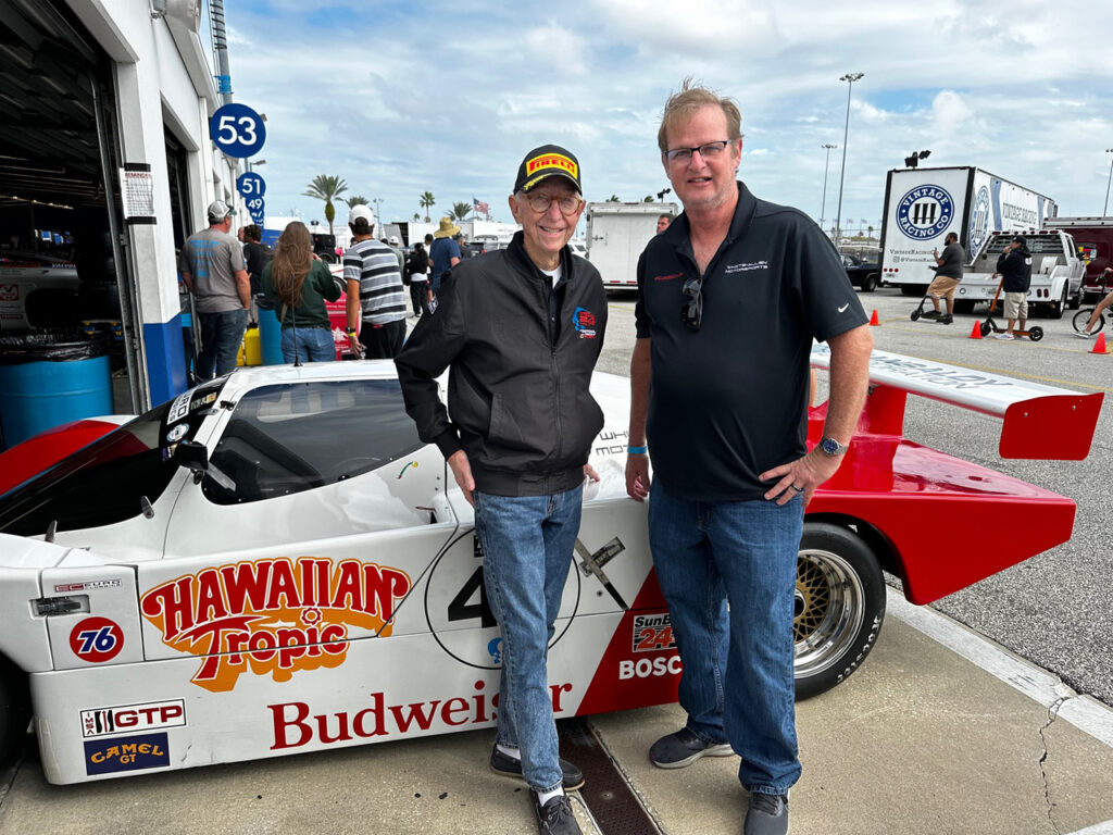 John Higgins and Dale Oakes with the Porsche Fabcar. [Eddie LePine photo]