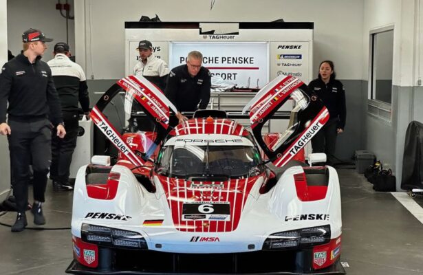 New Porsche Penske 963 in the garage. [Photo by Eddie LePine]